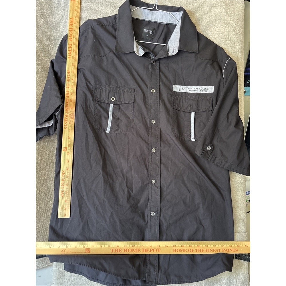 Vertical Sport Short Sleeve Button Up Shirt Mens Size 4XL  Point Collar